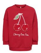 Kmgcherry L/S Ovz Ck Printed Ub Swt Tops Sweatshirts & Hoodies Sweatsh...