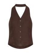 Mschnaira Claritta Halterneck Waistcoat Blazers Sleeveless Blazers Bro...