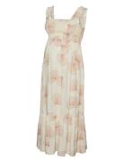 Mlshell Strap Wo Midi Dress Knælang Kjole Cream Mamalicious