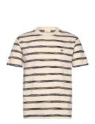 Striped Ss T-Shirt Tops T-Kortærmet Skjorte Beige GANT