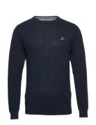Cotton Pique C-Neck Tops Knitwear Round Necks Navy GANT