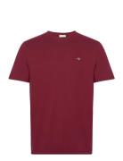 Reg Shield Ss T-Shirt Tops T-Kortærmet Skjorte Burgundy GANT