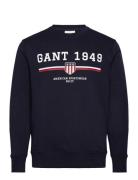 Graphic C-Neck Sweat Tops Sweatshirts & Hoodies Sweatshirts Navy GANT