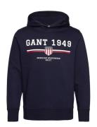 Graphic Hoodie Tops Sweatshirts & Hoodies Hoodies Navy GANT