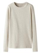 Nkfnakal Ls Top Noos Tops T-shirts Long-sleeved T-Skjorte Cream Name I...