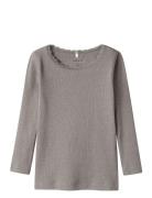 Nmfkab Ls Top Noos Tops T-shirts Long-sleeved T-Skjorte Beige Name It