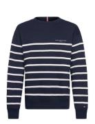 Mini Corp Stripe Crew Neck Tops Sweatshirts & Hoodies Sweatshirts Navy...