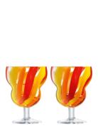 Vinglas Folk Orange/Red/Yellow Set 2 Lsa Home Tableware Glass Wine Gla...
