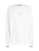 Small Tommy Logo Crewneck Tops Knitwear Round Necks White Tommy Hilfig...