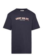 Graphic Ss T-Shirt Tops T-Kortærmet Skjorte Navy GANT