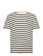 Waffle Stripe Ss T-Shirt Tops T-Kortærmet Skjorte Cream GANT