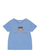 Archive Shield Ss T-Shirt Tops T-Kortærmet Skjorte Blue GANT