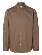 Slhslim-Ethan Shirt Ls Spread Noos Tops Shirts Casual Brown Selected H...