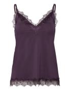 Rwbillie Sl Lace Strap Top Tops T-shirts & Tops Sleeveless Purple Rose...