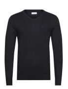 Ecovero V-Neck L/S Knit Tops Knitwear V-necks Blue Lindbergh