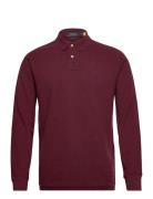 Custom Slim Fit Mesh Polo Shirt Tops Polos Long-sleeved Burgundy Polo ...