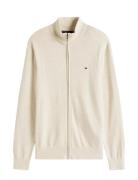 Essential Cotton Zip Thru Tops Knitwear Full Zip Jumpers Cream Tommy H...