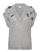 Dante6-Nycia Sleeveless Sequin Sweater Vests Knitted Vests Grey Dante6