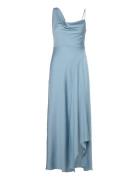 Asymmetrical Creased-Effect Dress Knælang Kjole Blue Mango