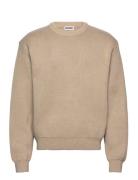 Regular Knitted Cotton Sweater Tops Knitwear Round Necks Beige Weekday