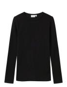Nknwax Wool Rib Ls Top Tops T-shirts Long-sleeved T-Skjorte Black Name...