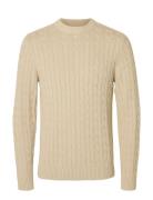 Slhryan Structure Crew Neck Tops Knitwear Round Necks Grey Selected