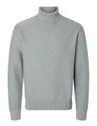 Slhaxel Ls Knit Roll Neck Noos Tops Knitwear Turtlenecks Grey Selected
