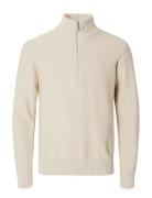 Slhaxel Ls Knit Half Zip W Tops Knitwear Half Zip Jumpers Beige Select...