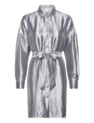 Slfsilva-Tonia Ls Shirt Dress B Kort Kjole Silver Selected