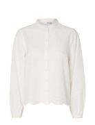 Slftatiana L/S Embr Shirt Noos Tops Shirts Long-sleeved White Selected