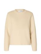 Slfliva Ls Knit O-Neck Noos Tops Knitwear Jumpers Beige Selected