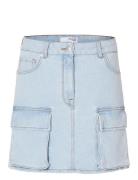 Slfhazel Mw Light Ice Blue Denim Skirt Kort Nederdel Blue Selected