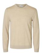 Slhtray Ls Knit Merino Crew Neck Noos Tops Knitwear Long Sleeve Knitte...