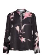 Slfribelle Ls Aop Top B Tops Blouses Long-sleeved Black Selected