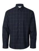 Slhreg-Harry Mix Shirt Ls Tops Shirts Business Navy Selected