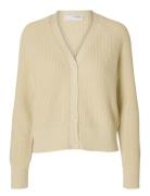 Slfbirla Ls Knit Short Cardigan Tops Knitwear Cardigans Cream Selected