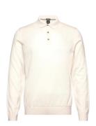 Lanci Tops Knitwear Long Sleeve Knitted Polos Cream BOSS