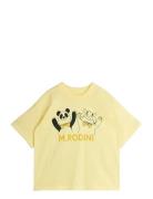 Panda & Cat Sp Ss Tee Tops T-Kortærmet Skjorte Yellow Mini Rodini