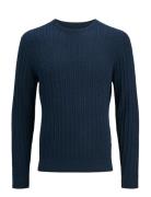 Jjeemil Knit Cable Crew Neck Noos Tops Knitwear Round Necks Navy Jack ...