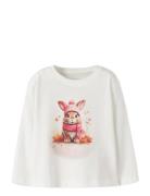 Nmfvotea Ls Nreg Top Tops T-shirts Long-sleeved T-Skjorte White Name I...