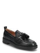 Shelly Tassel Croco Shoes Flat Loafers Black Pavement