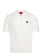 Sayfong-4 Tops Knitwear Short Sleeve Knitted Polos White HUGO