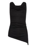 Draped Knitted Top Tops T-shirts & Tops Sleeveless Black Mango