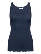 Rwbelle Silk U-Neck Strap Elastic T Tops T-shirts & Tops Sleeveless Na...