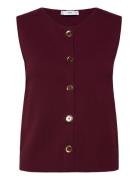 Fine-Knit Gilet Vests Knitted Vests Burgundy Mango