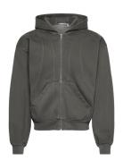 Block Zip Hoodie Tops Sweatshirts & Hoodies Hoodies Grey Weekday