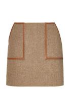 Andine Dressed Wool Mini Skirt Skirts Short Skirts Beige Malina