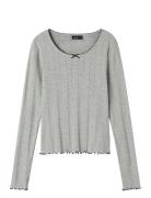 Nlfnamel Ls Short Deep Neck Top Tops T-shirts Long-sleeved T-Skjorte G...