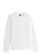 Tjm Slim Chest Linear Ls Tee Ext Tops T-Langærmet Skjorte White Tommy ...
