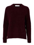 Slflulu Ls Knit O-Neck Noos Tops Knitwear Jumpers Burgundy Selected